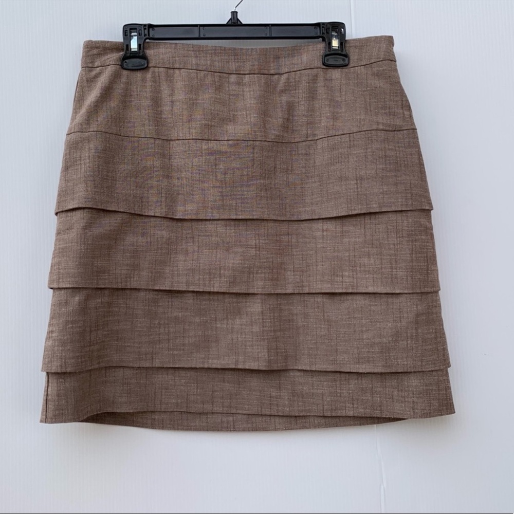 EUC Harvé Benard Tiered Brown Mini Skirt Sz 12